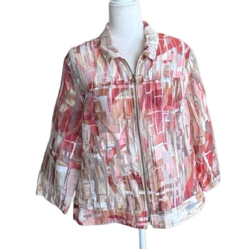 Coldwater Creek Classic Shade Of Orange Sheer Blouse SZ XL 18